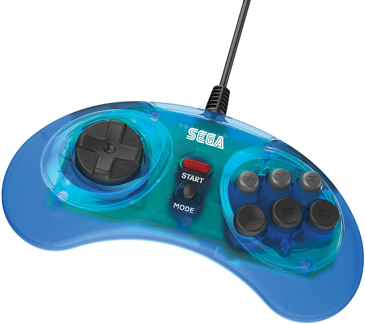 Retro-Bit Sega Mega Drive 8-button USB controller clear blue Gamesellers.nl