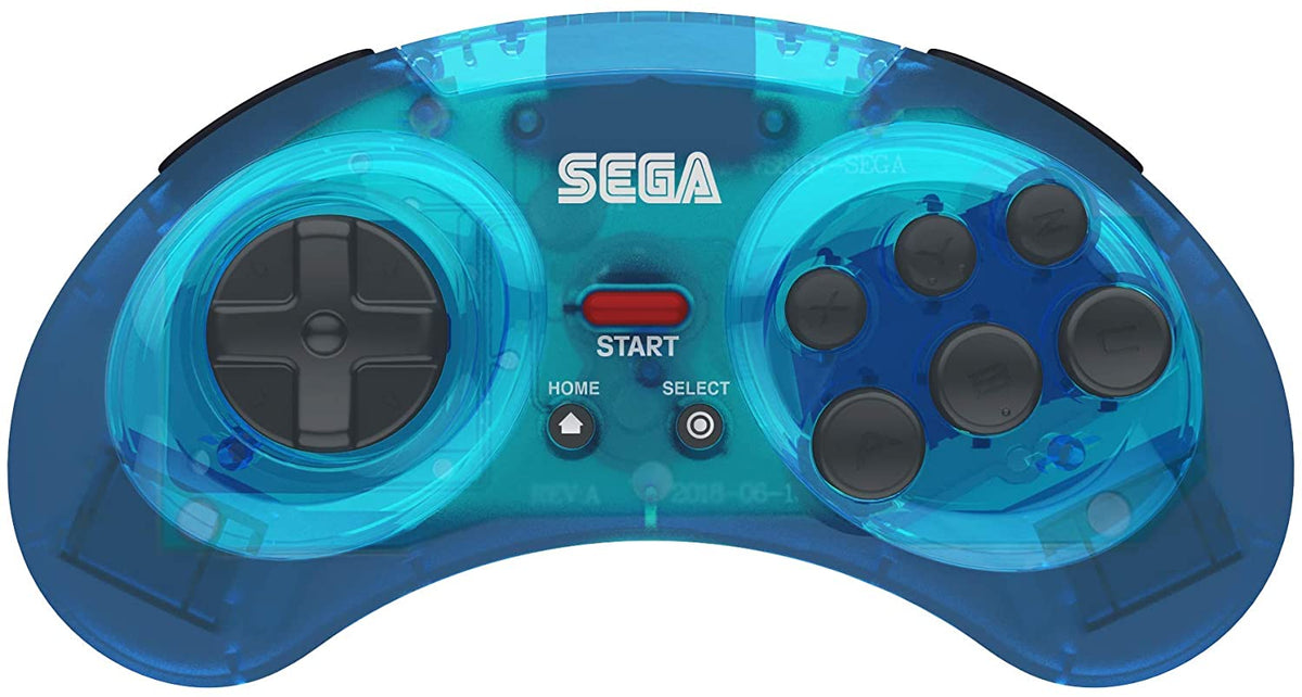 Retro-Bit Sega Mega Drive 8-button Bluetooth controller clear blue Gamesellers.nl