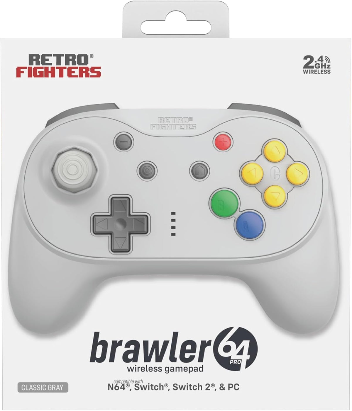 Retro Fighters Brawler64 Pro 2.4G wireless controller Classic Gray