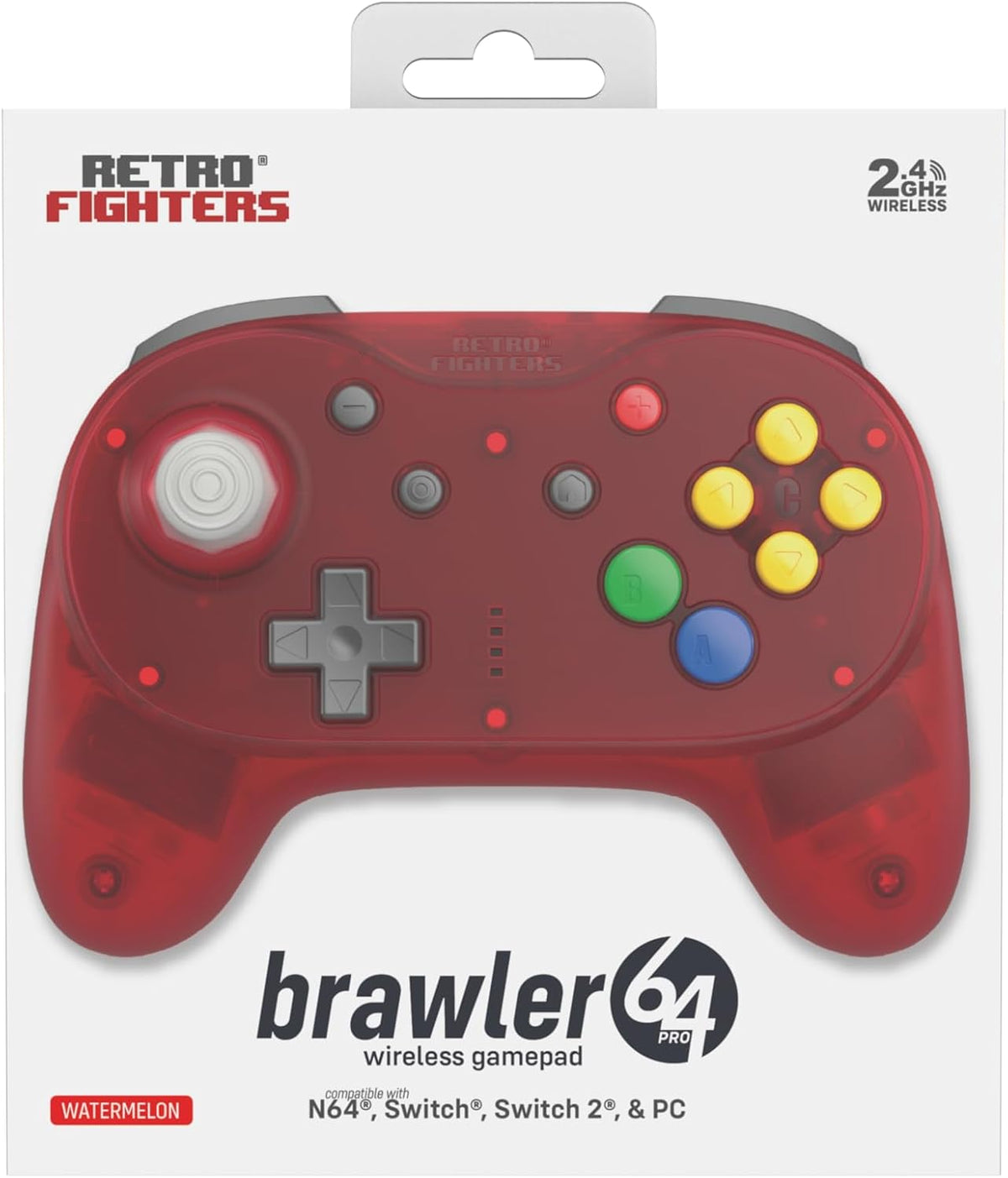 Retro Fighters Brawler64 Pro 2.4G wireless controller Watermelon Red