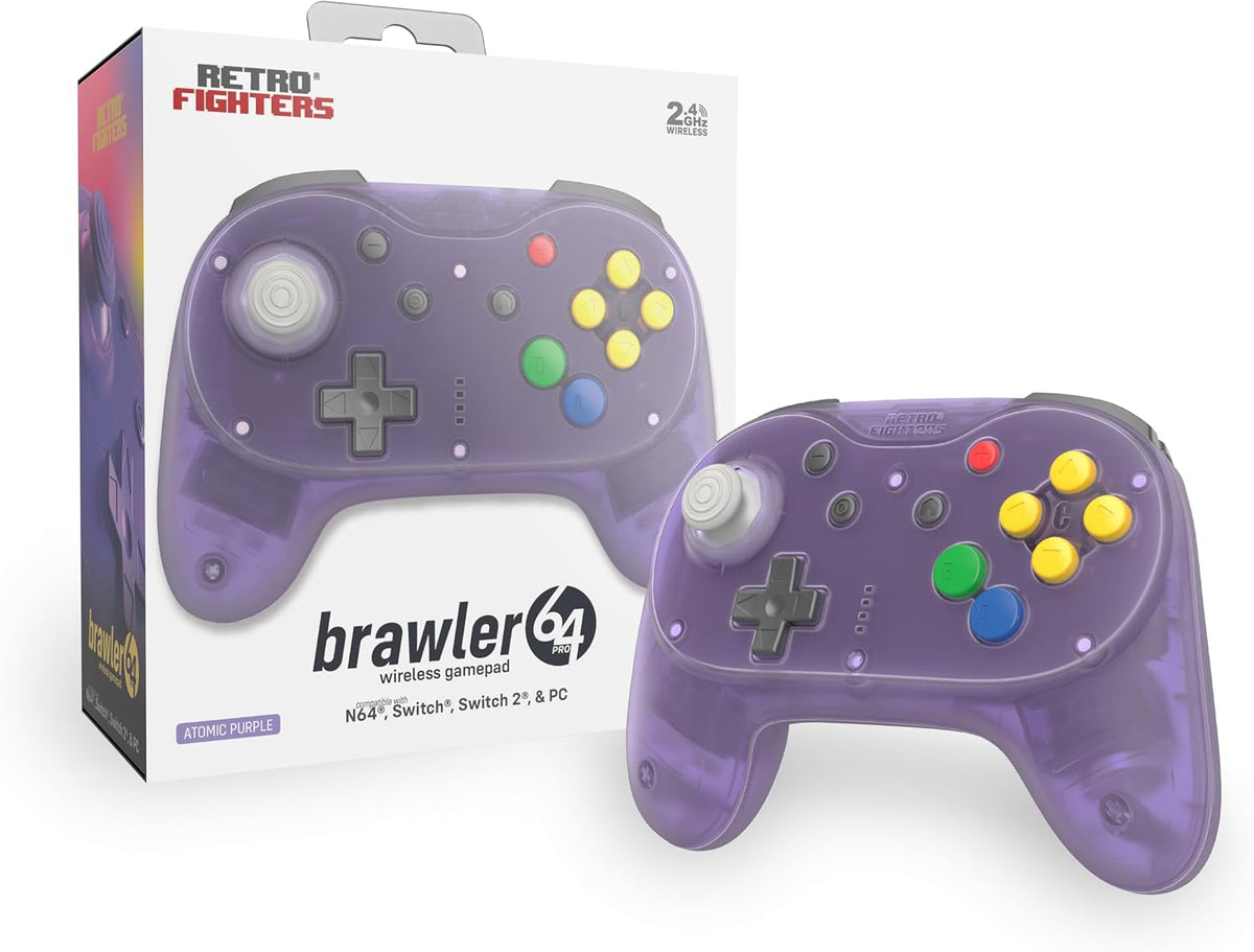 Retro Fighters Brawler64 Pro 2.4G wireless controller Atomic Purple