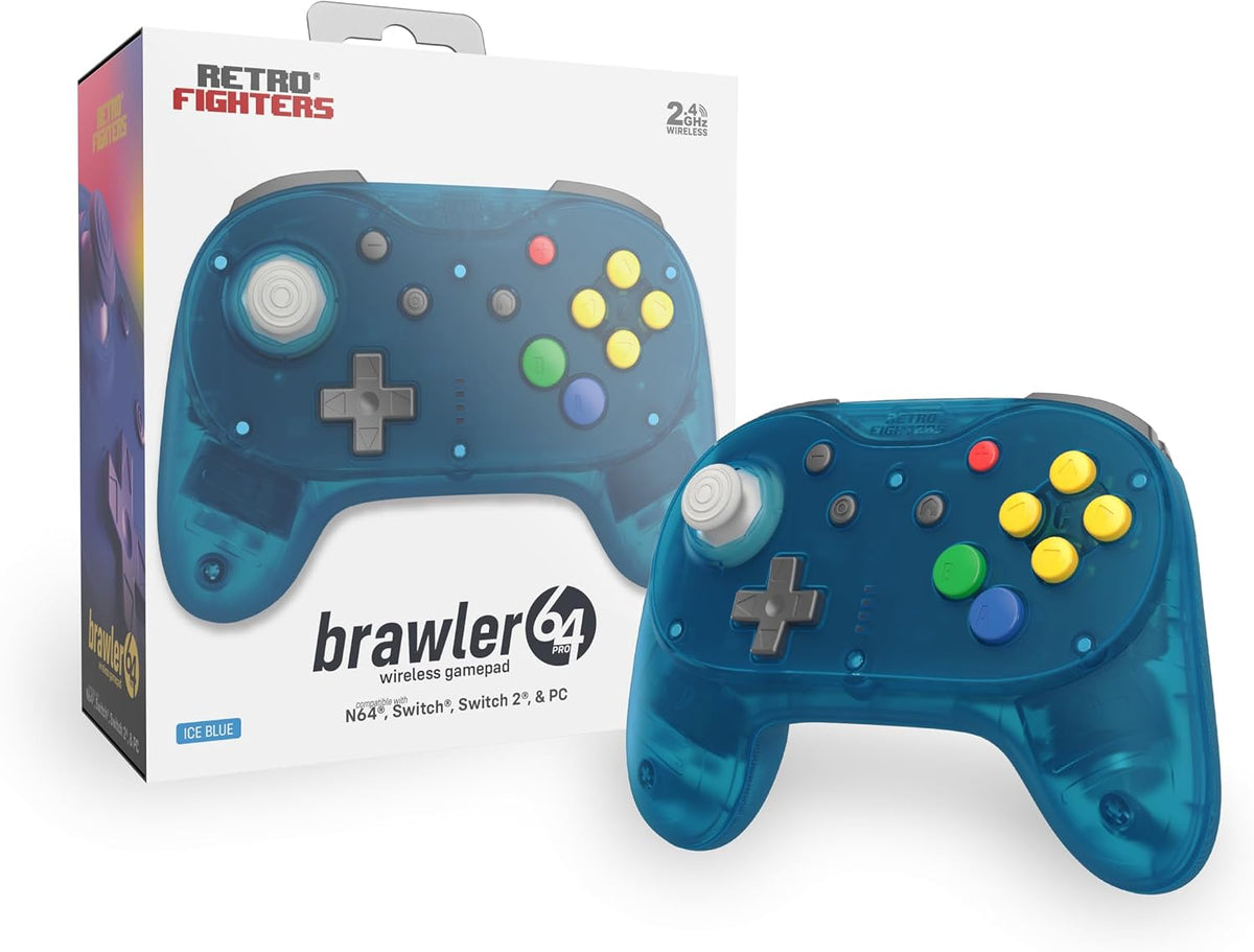 Retro Fighters Brawler64 Pro 2.4G wireless controller Ice Blue