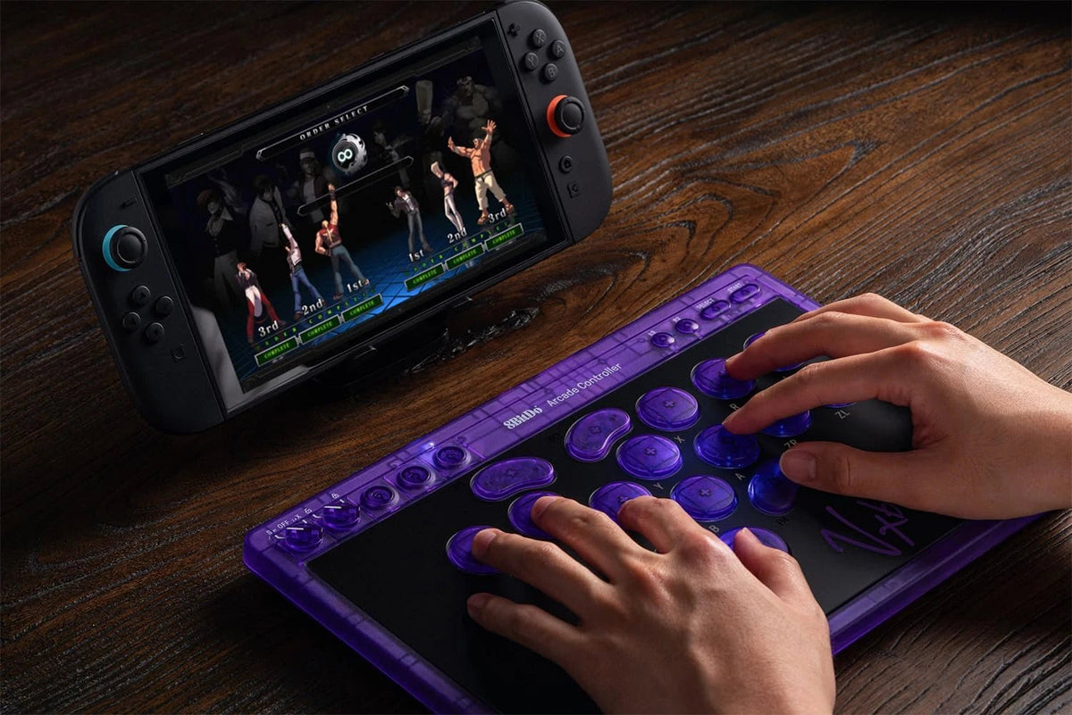 8BitDo Arcade Controller - Transparant Purple Signature edition - Gamesellers.nl