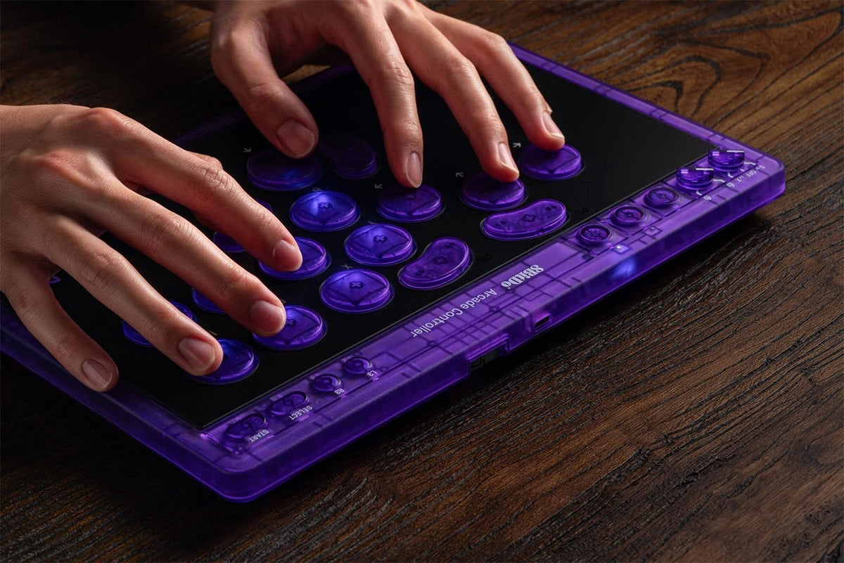 8BitDo Arcade Controller - Transparant Purple Signature edition - Gamesellers.nl
