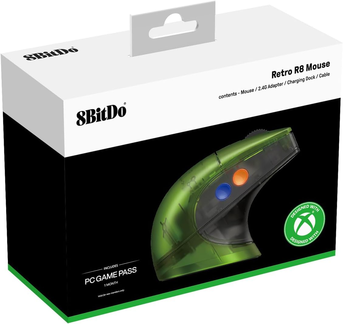 8Bitdo Retro R8 2.4Ghz draadloze muis Xbox edition voor PC Windows en MacOS - Gamesellers.nl