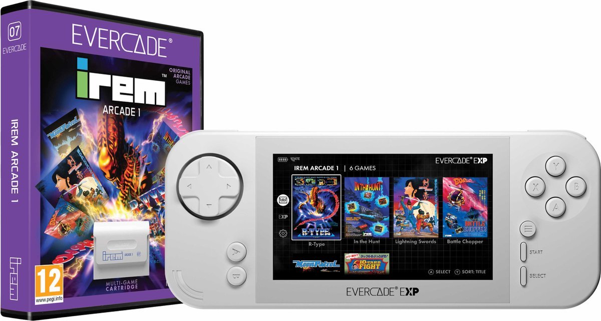 Evercade EXP met 18 Capcom games en Irem cartridge volume 1 - Gamesellers.nl