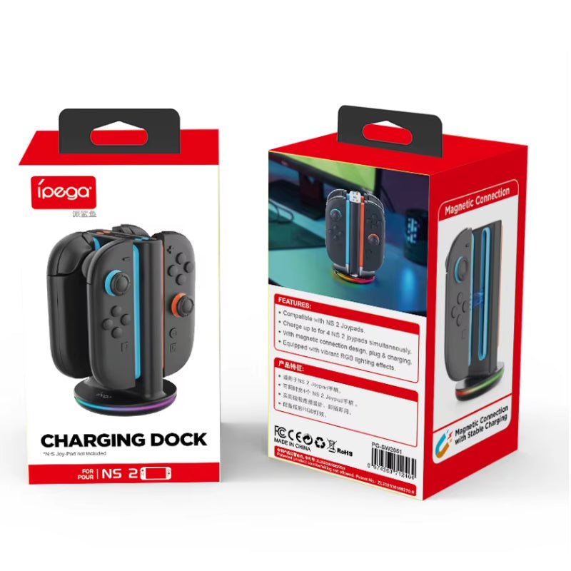 iPega charging dock voor Nintendo Switch 2 Joy - Cons met RGB licht - Gamesellers.nl