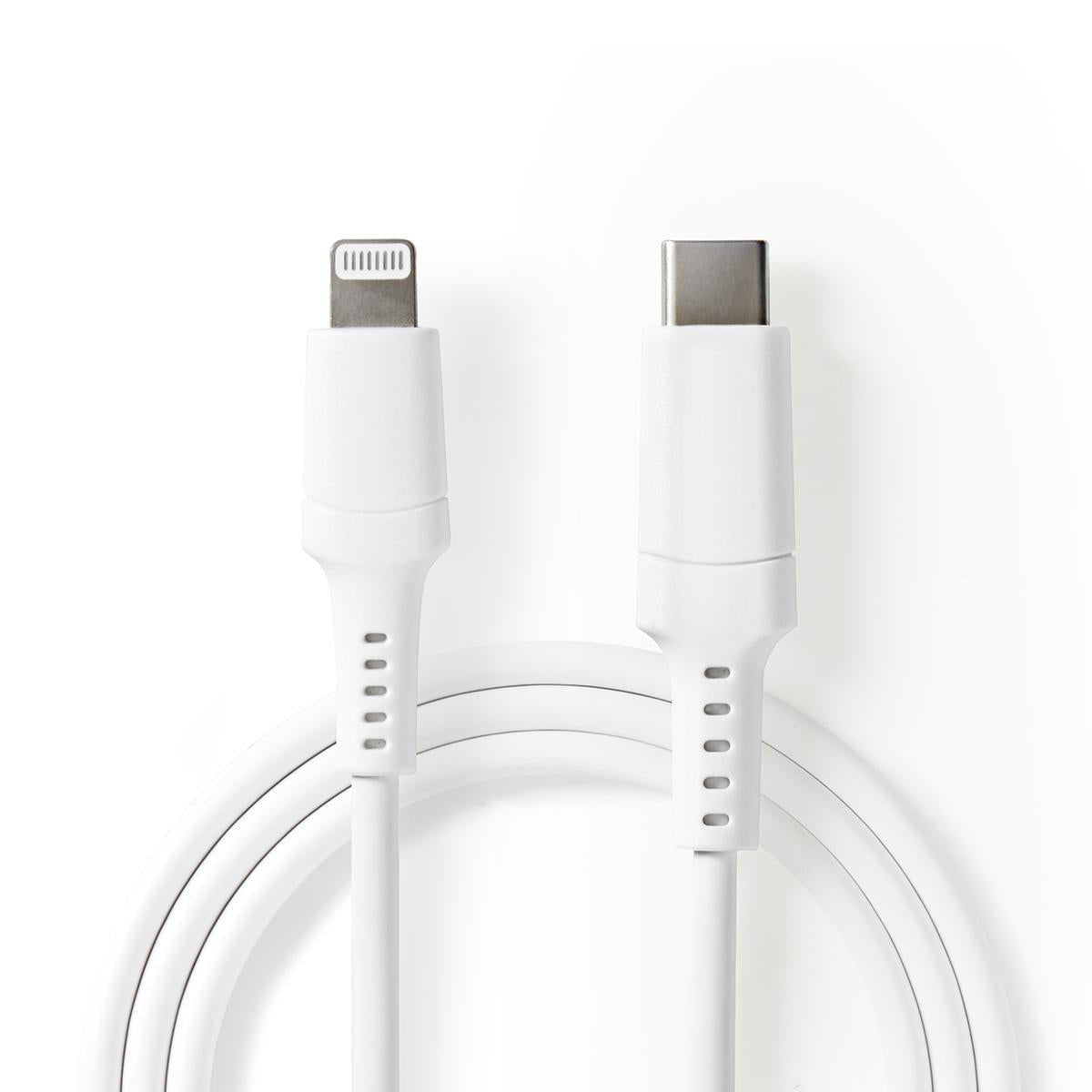 Nedis USB - C naar lightning kabel wit 2 meter - Gamesellers.nl