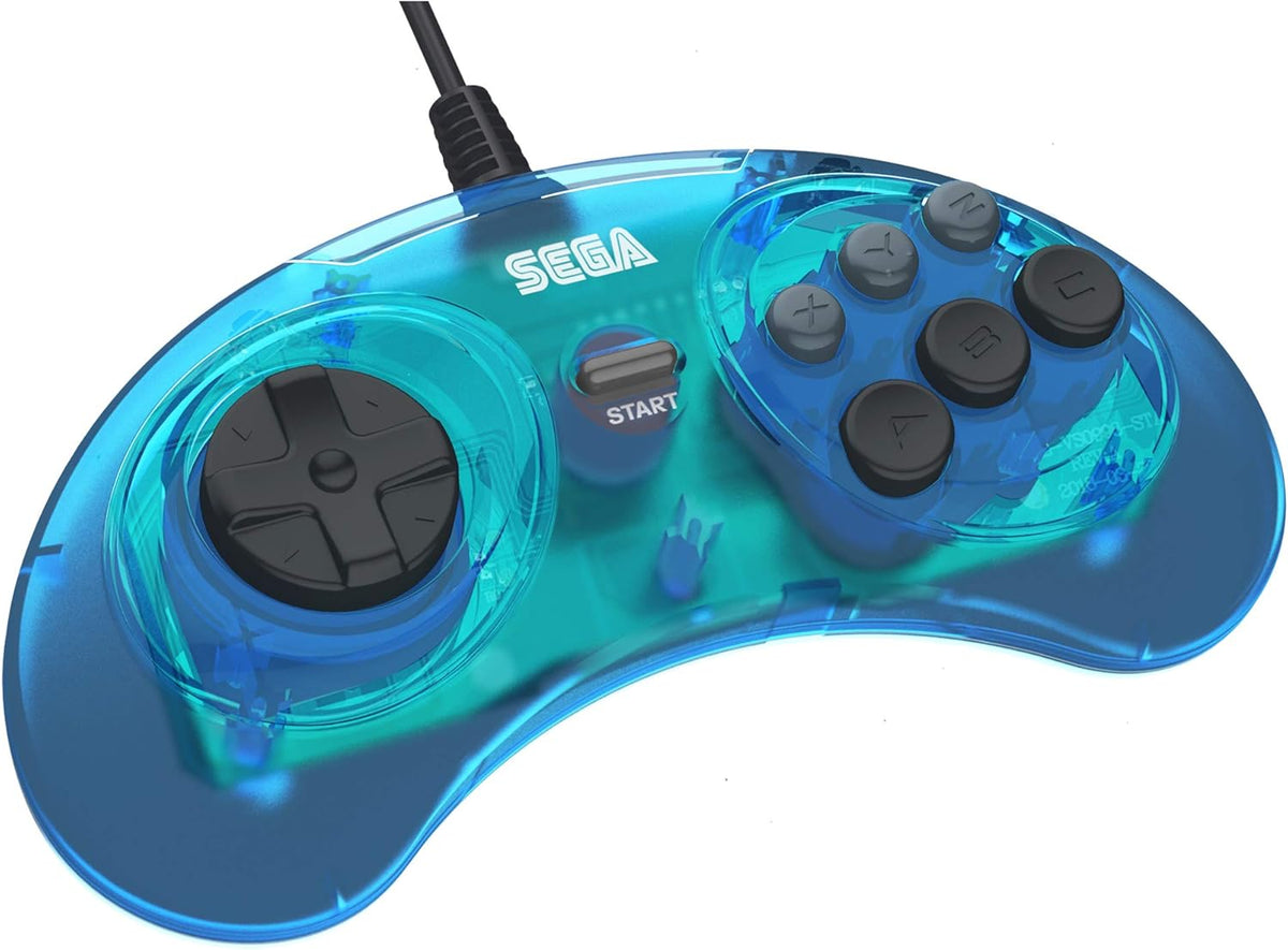 Retro - Bit Sega Genesis 6 - button USB controller clear blue - Gamesellers.nl