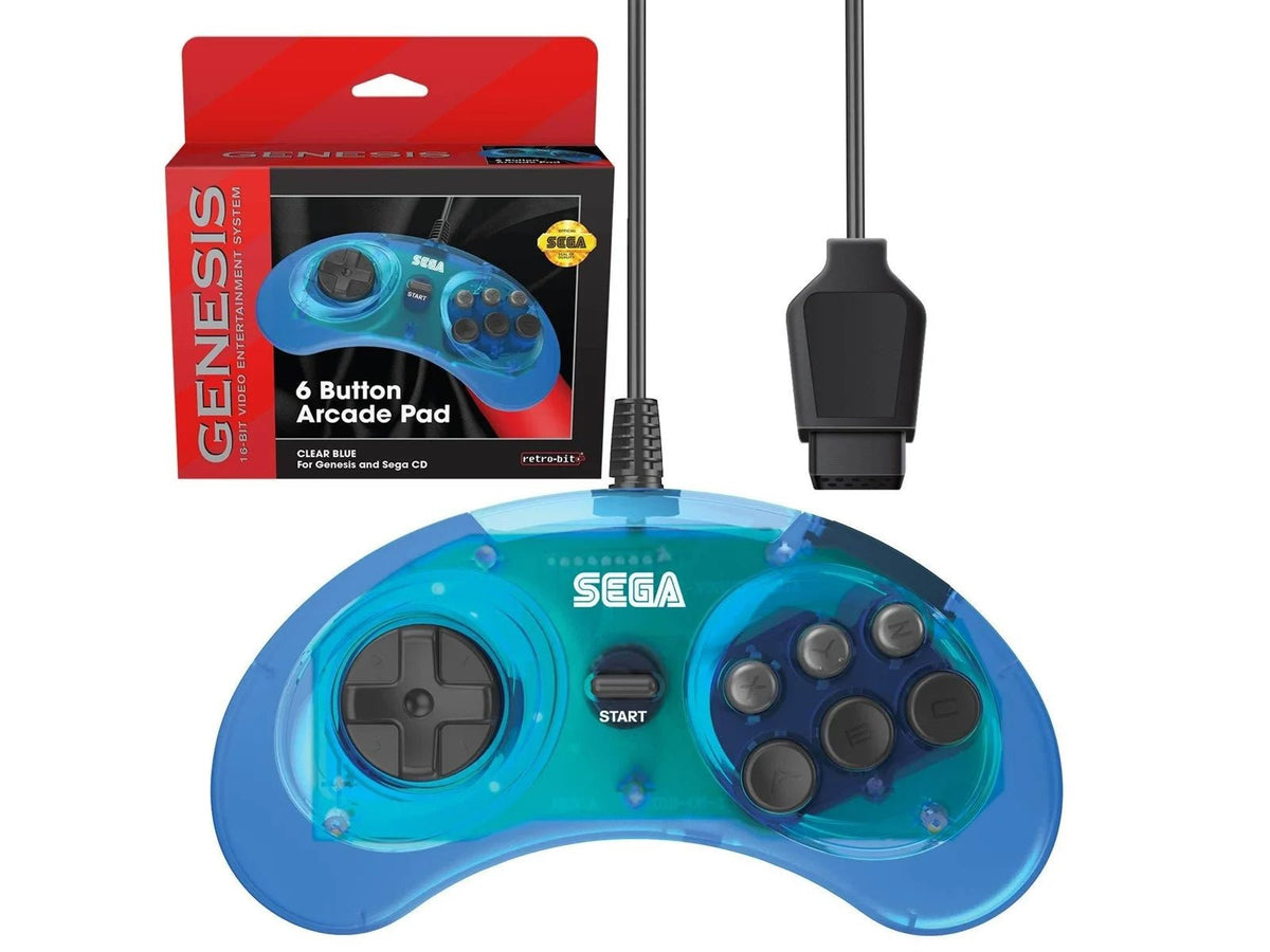 Retro - Bit SEGA Genesis / Mega Drive 6 - Button Classic Controller clear blue - Gamesellers.nl
