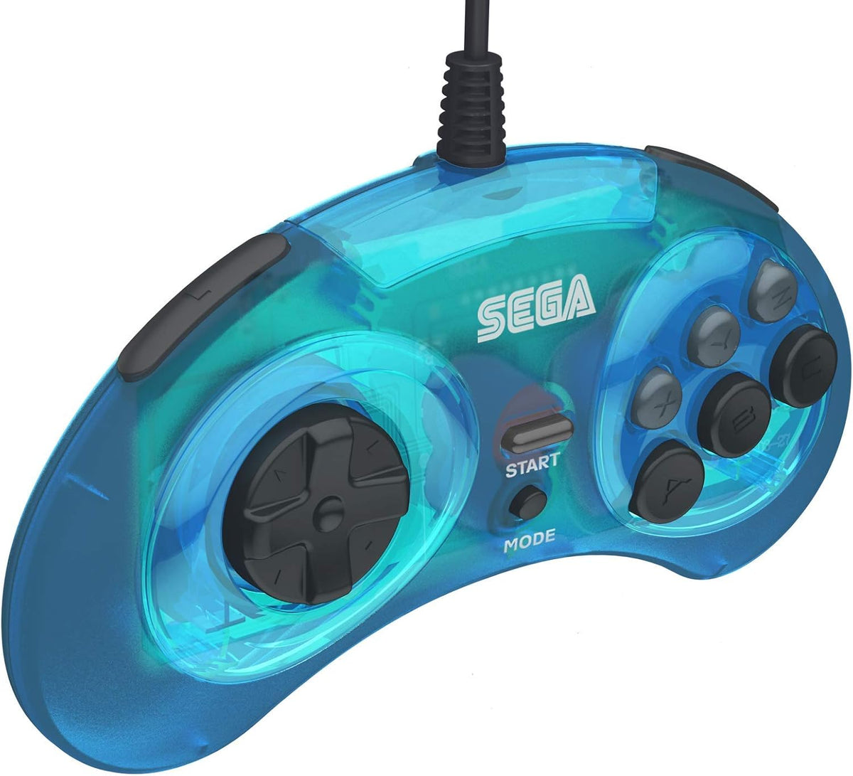 Retro - Bit Sega Mega Drive 8 - button USB controller clear blue - Gamesellers.nl