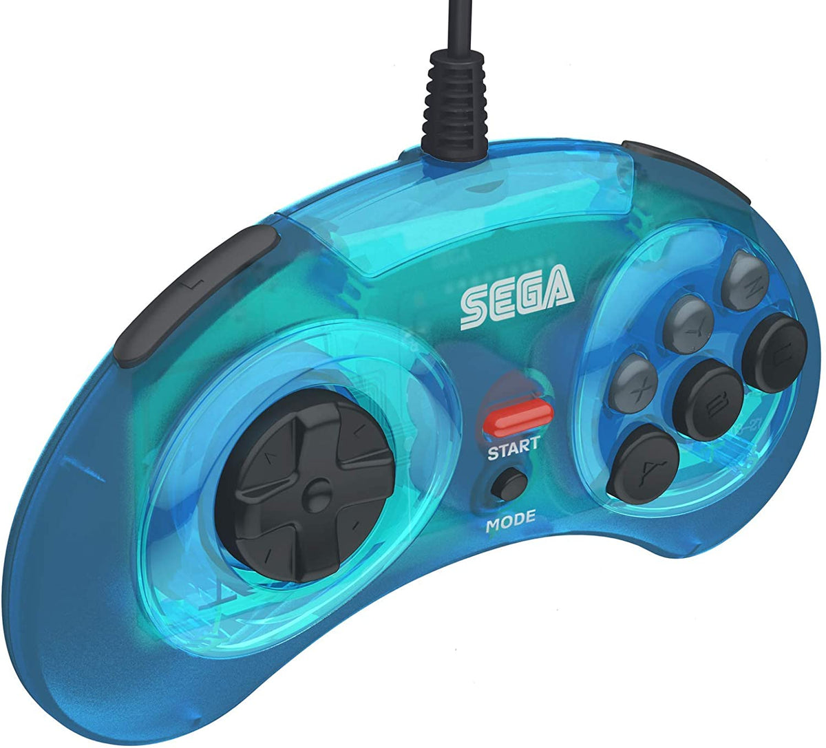 Retro - Bit Sega Mega Drive 8 - button USB controller clear blue - Gamesellers.nl