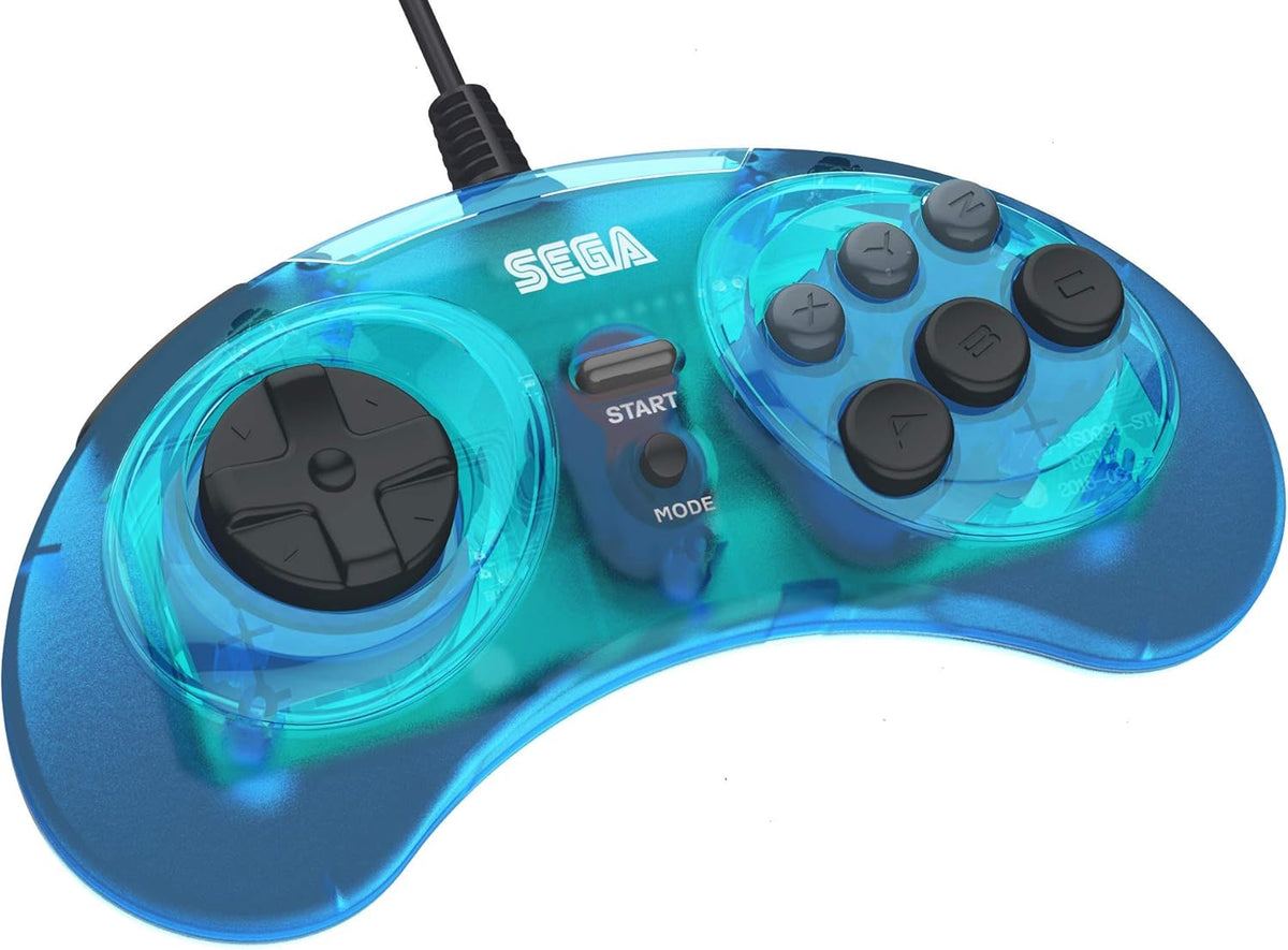 Retro - Bit Sega Mega Drive 8 - button USB controller clear blue - Gamesellers.nl