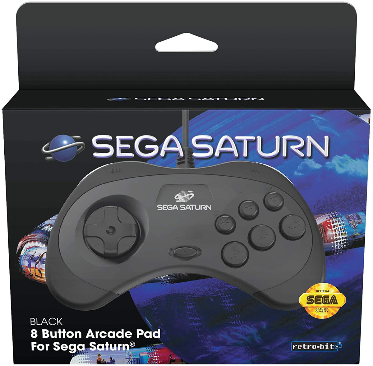 Retro - Bit Sega Saturn controller black - Gamesellers.nl