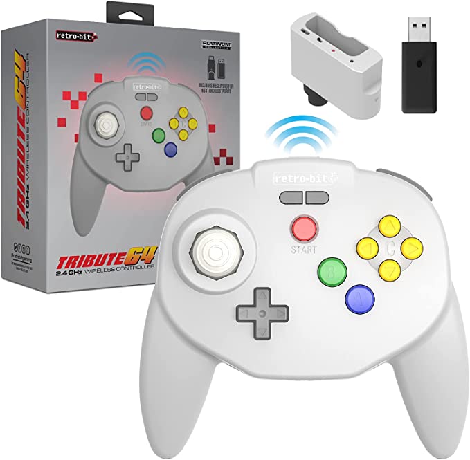 Retro - Bit Tribute 64 2.4ghz wireless controller Atomic Grey - Gamesellers.nl