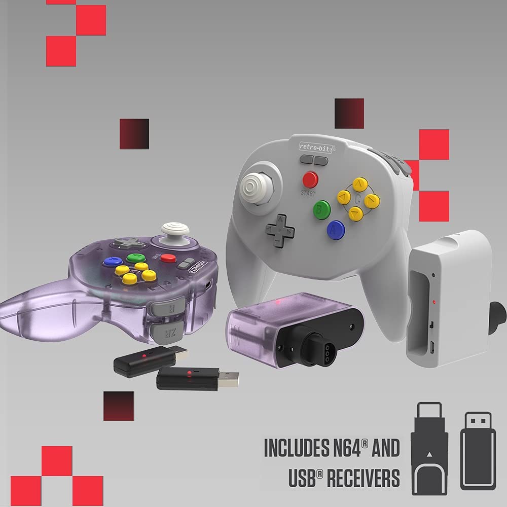 Retro - Bit Tribute 64 2.4ghz wireless controller Atomic Purple - Gamesellers.nl