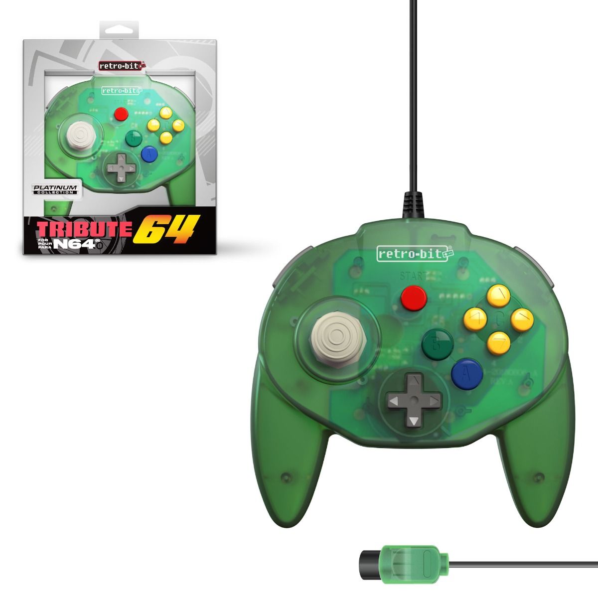 Retro - Bit Tribute 64 Nintendo 64 controller clear green - Gamesellers.nl