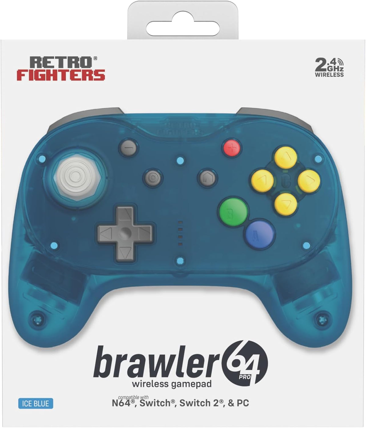 Retro Fighters Brawler64 Pro 2.4G wireless controller Ice Blue - Gamesellers.nl
