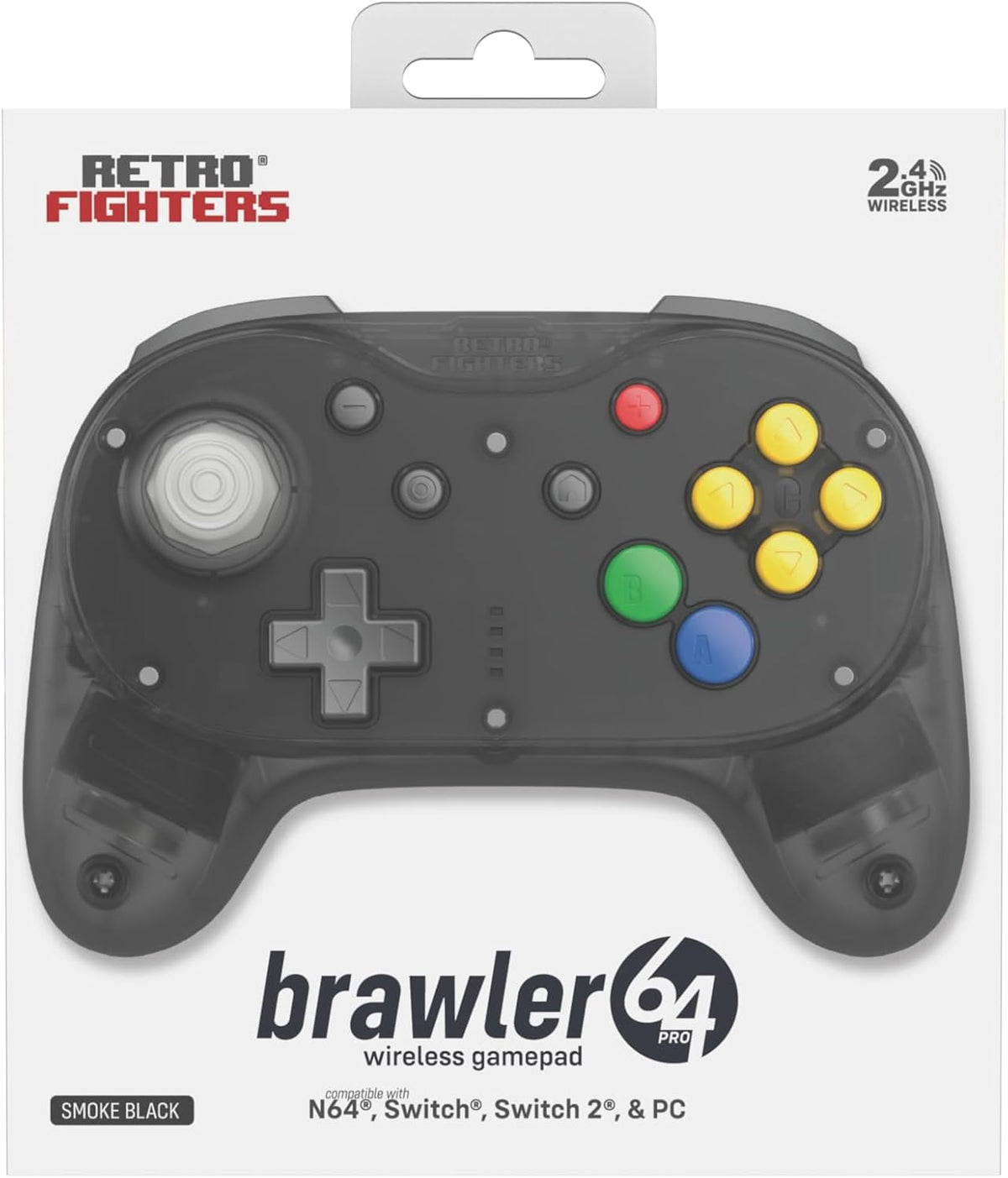 Retro Fighters Brawler64 Pro 2.4G wireless controller Smoke Black - Gamesellers.nl