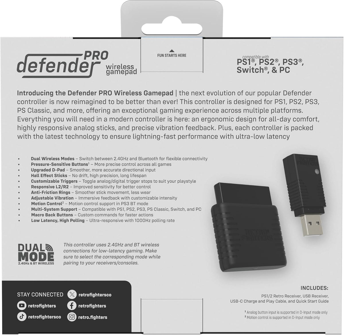 Retro Fighters Defender Pro Bluetooth Controller Black - Gamesellers.nl