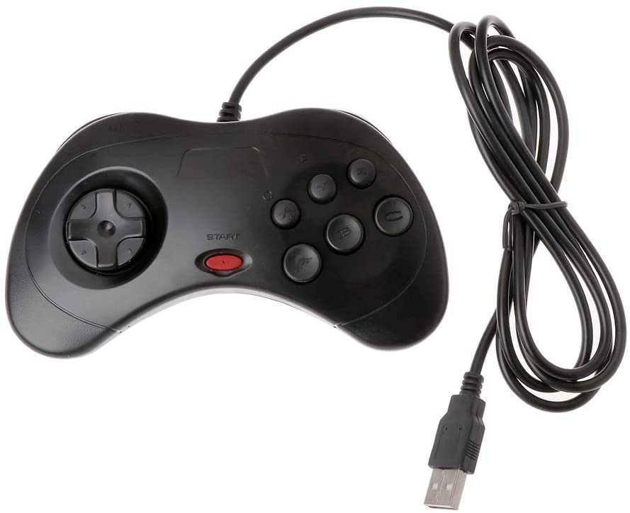 Sega Saturn style controller zwart USB - Gamesellers.nl
