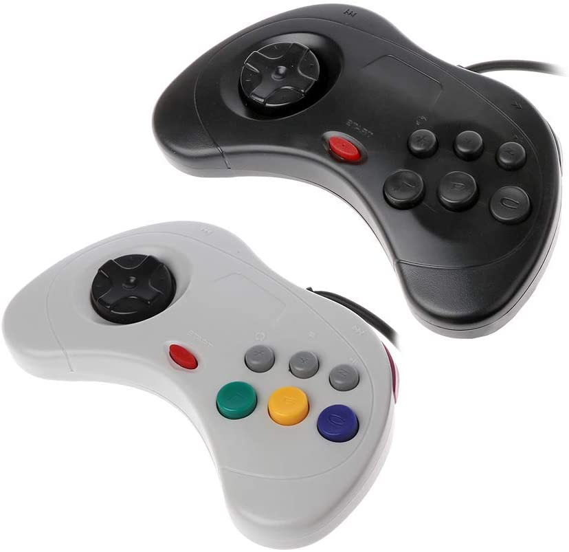 Sega Saturn style controller zwart USB - Gamesellers.nl