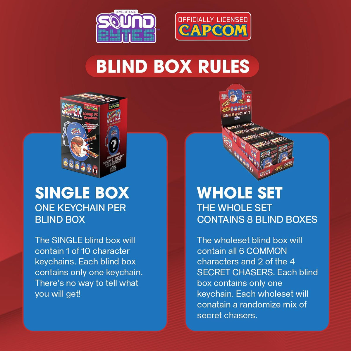 SoundBytes - Super Street Fighter 2 - Sound FX Audio Keychain Blind Box - Toy (hele set) - Gamesellers.nl