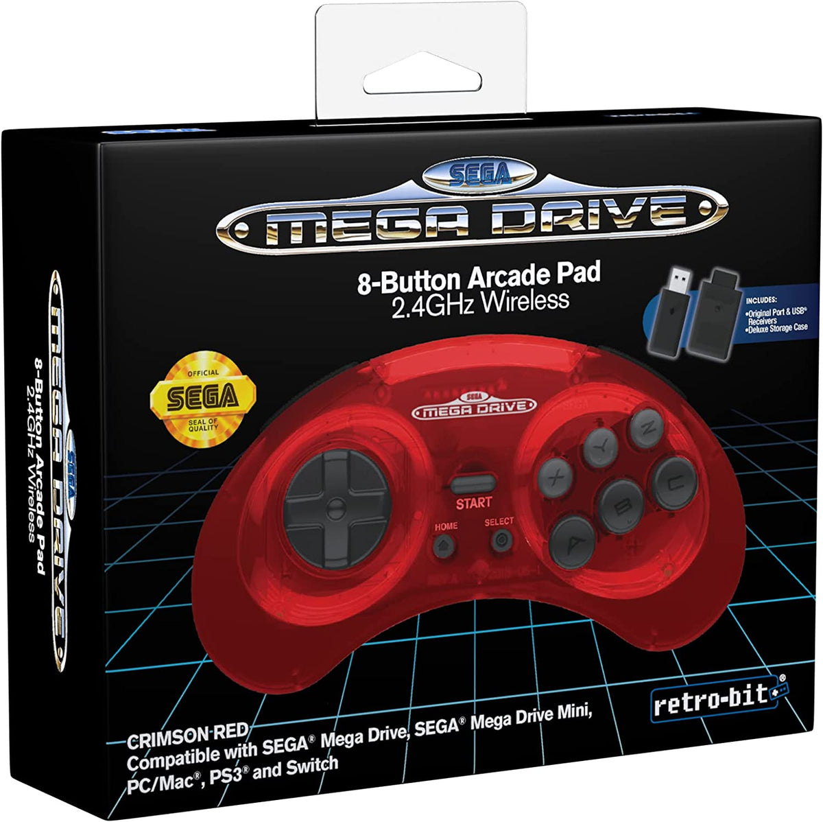 Retro-Bit SEGA Mega Drive 8-Button 2.4G Wireless Controller crimson red Gamesellers.nl