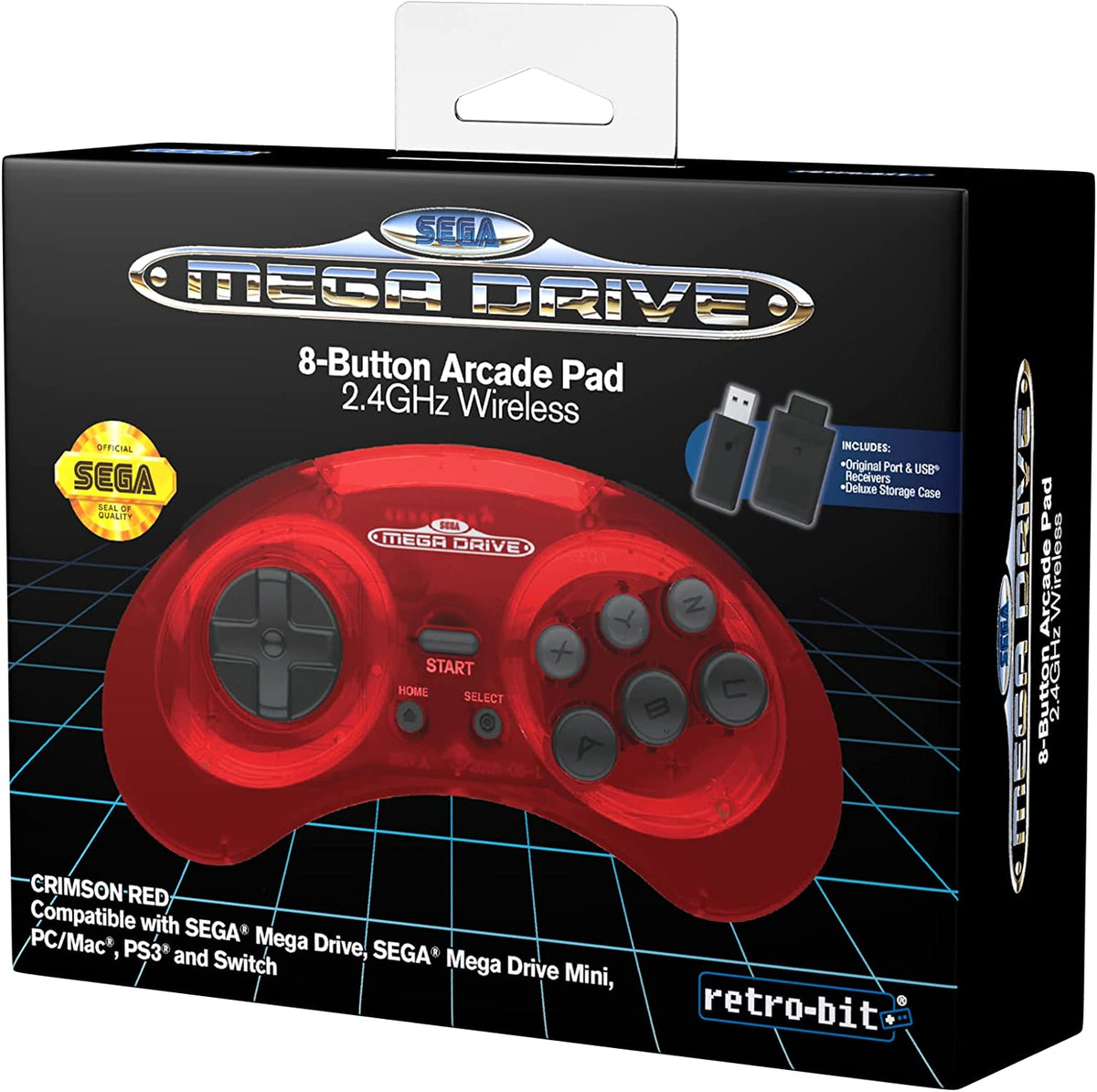 Retro-Bit SEGA Mega Drive 8-Button 2.4G Wireless Controller crimson red Gamesellers.nl