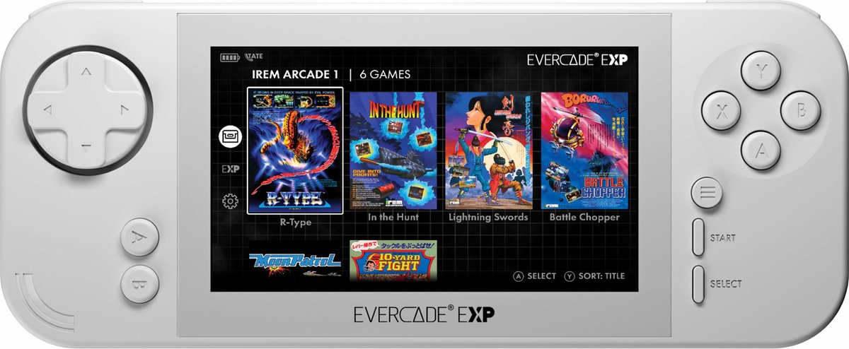 Evercade EXP met 18 Capcom games en Irem cartridge volume 1 Gamesellers.nl