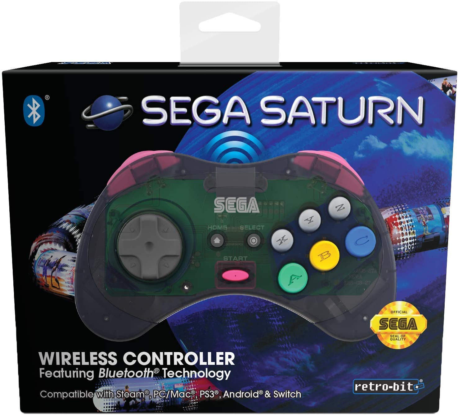 Retro-Bit Sega Saturn Bluetooth controller slate grey Gamesellers.nl