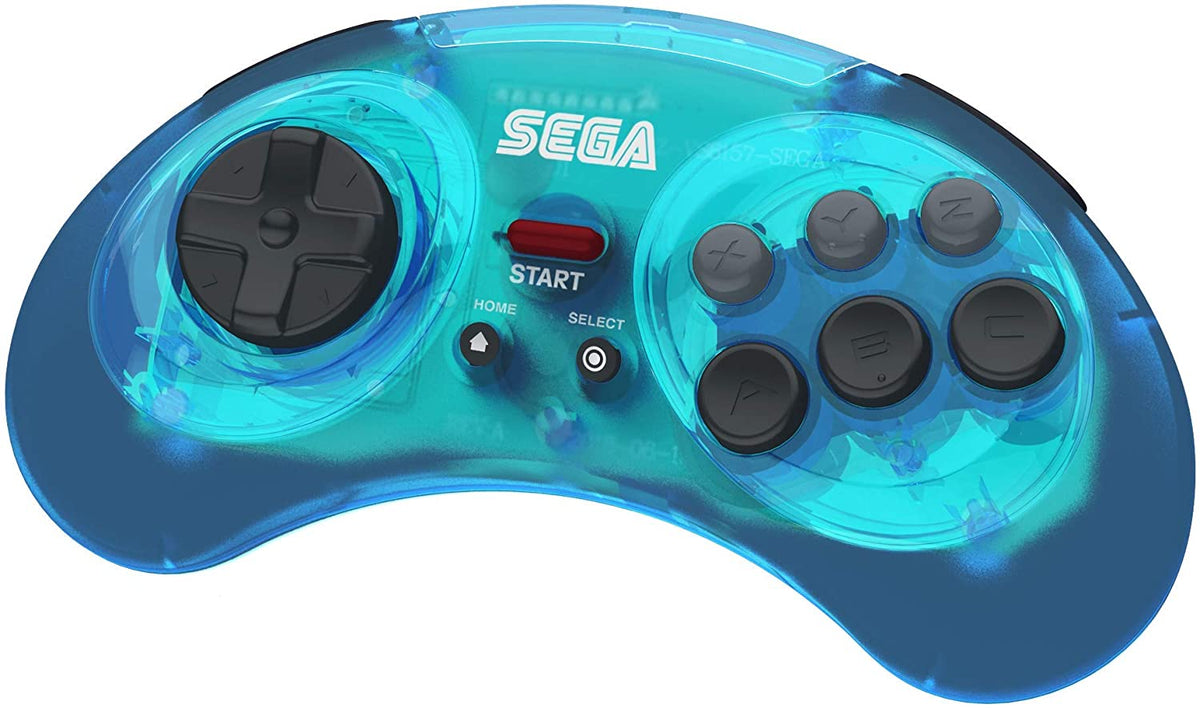 Retro-Bit SEGA Mega Drive 8-Button 2.4G Wireless Controller clear blue Gamesellers.nl