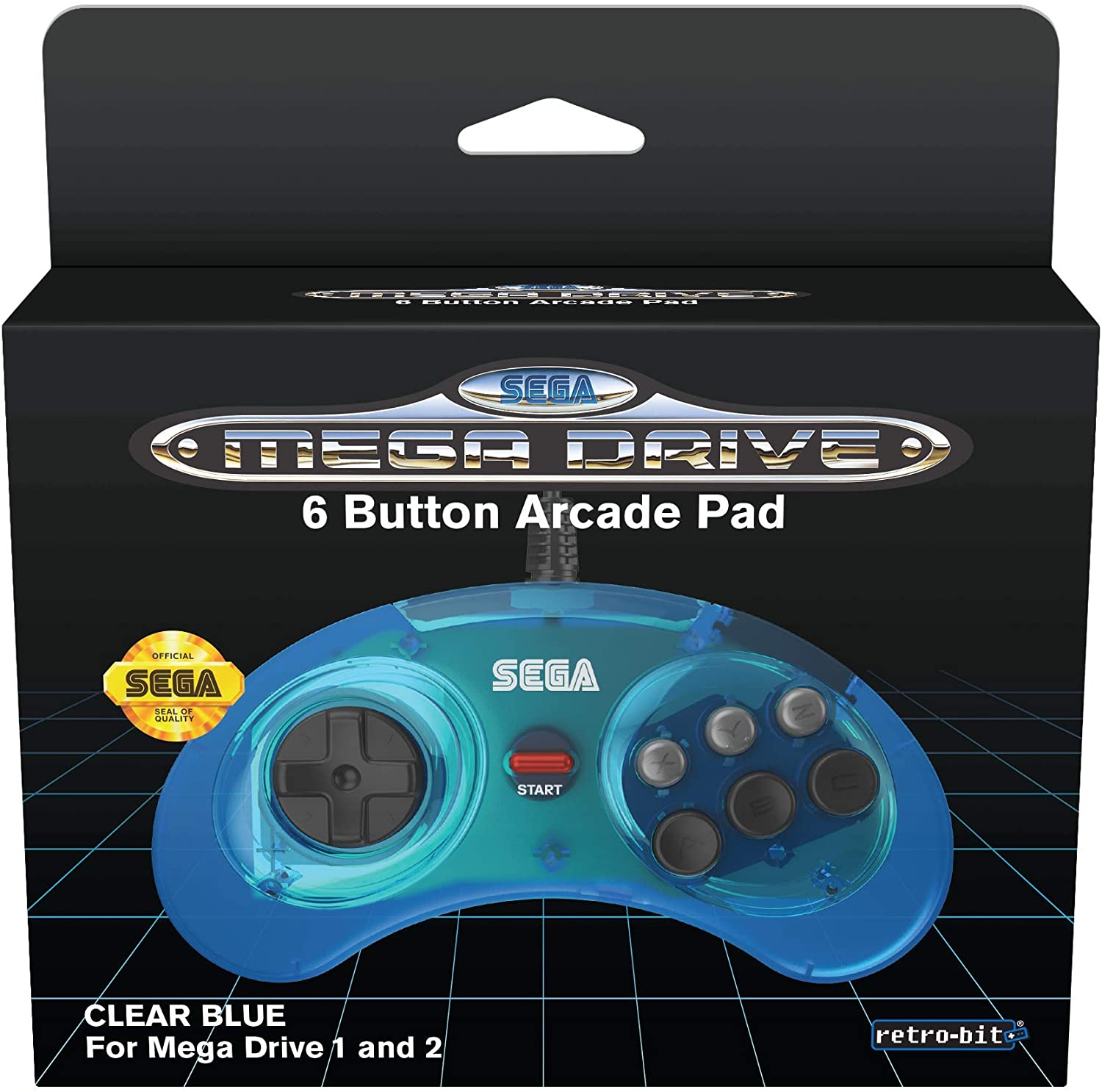 Retro-Bit SEGA Mega Drive 6-Button Classic Controller clear blue Gamesellers.nl