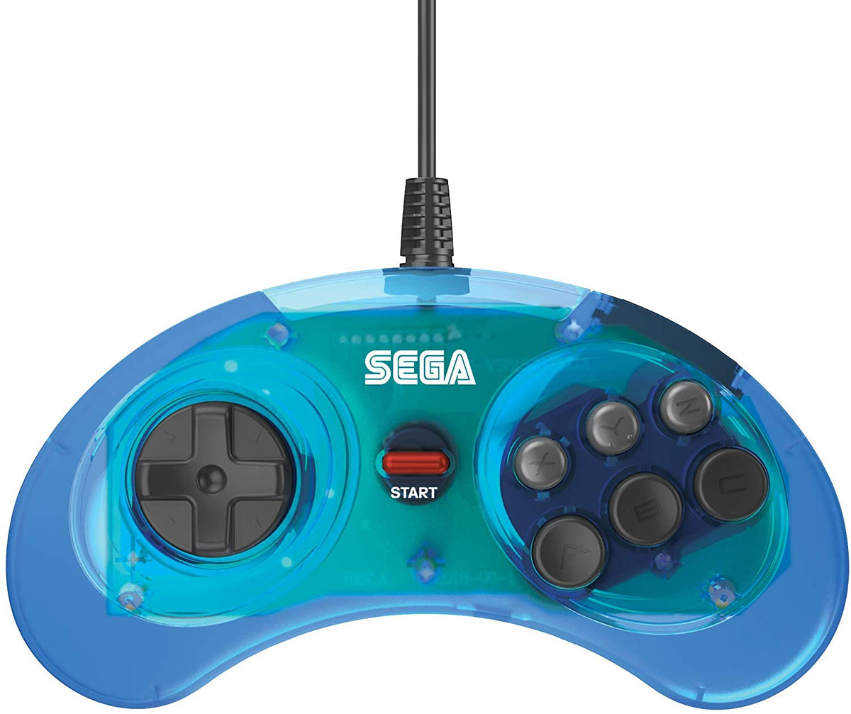 Retro-Bit SEGA Mega Drive 6-Button Classic Controller clear blue Gamesellers.nl