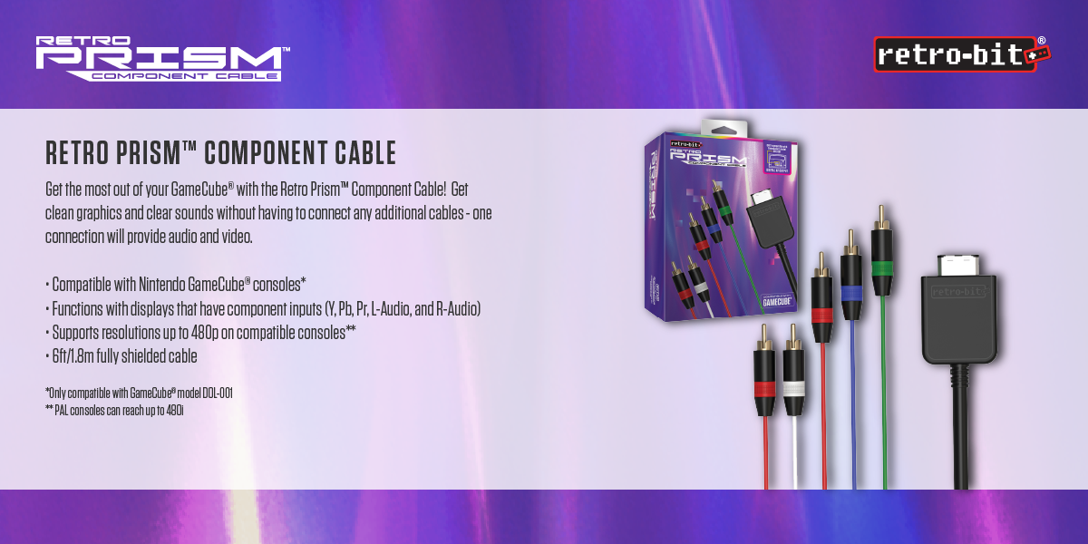 Retro-Bit Prism Component kabel voor Nintendo Gamecube Gamesellers.nl