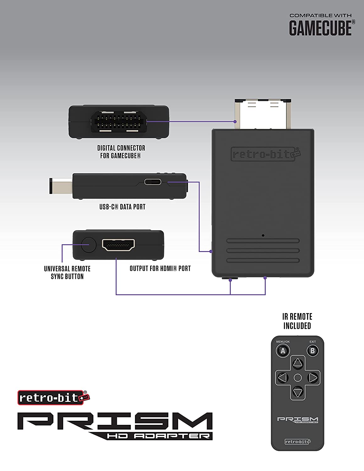 Retro-Bit Prism HDMI adapter voor Nintendo Gamecube Gamesellers.nl