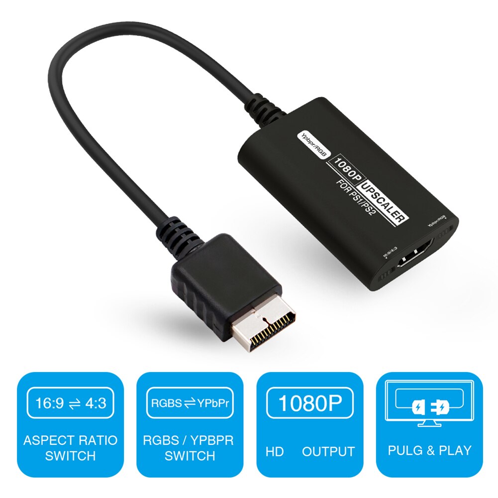 HDMI adapter / omvormer voor Playstation 1  / Playstation 2 Gamesellers.nl