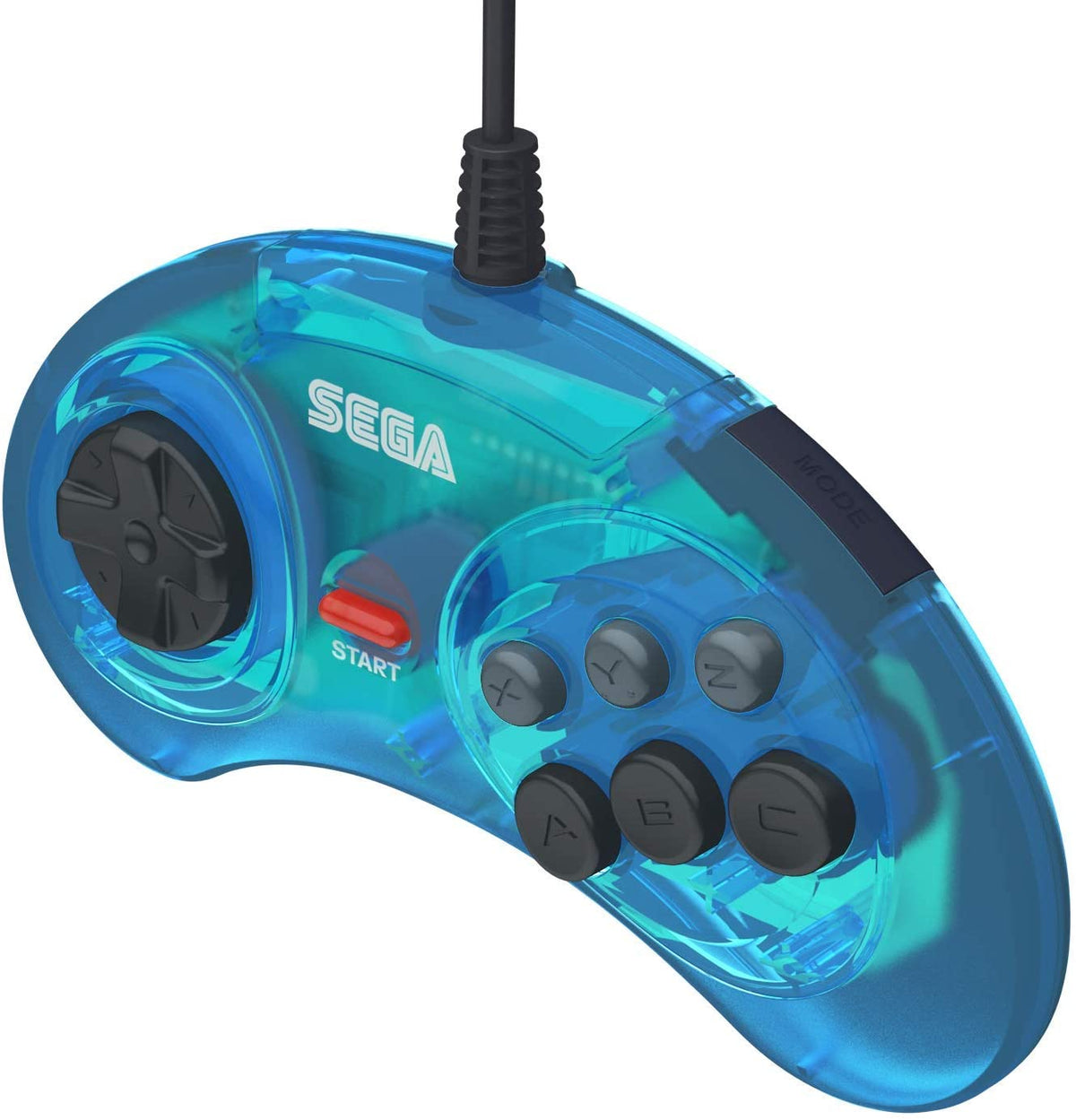 Retro-Bit Sega Mega Drive 6-button USB controller clear blue Gamesellers.nl