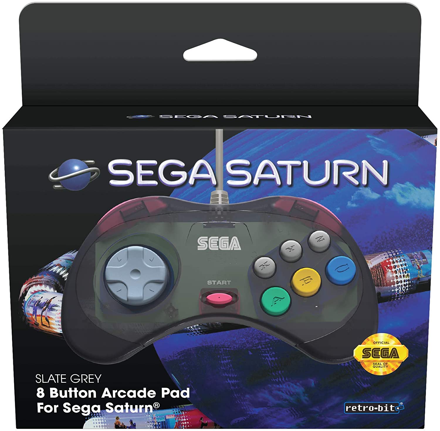 Retro-Bit Sega Saturn controller slate grey Gamesellers.nl